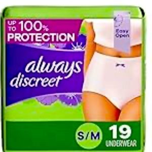 Always Discreet Underwear-Small/Medium-Quantity of 19
Brand New!!